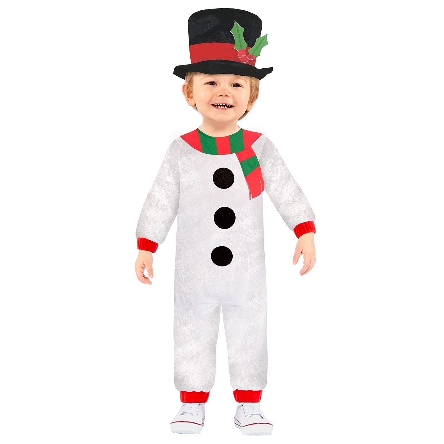 Amscan Christmas Snowman Jumpsuit & Top Hat Fancy Dress Costume