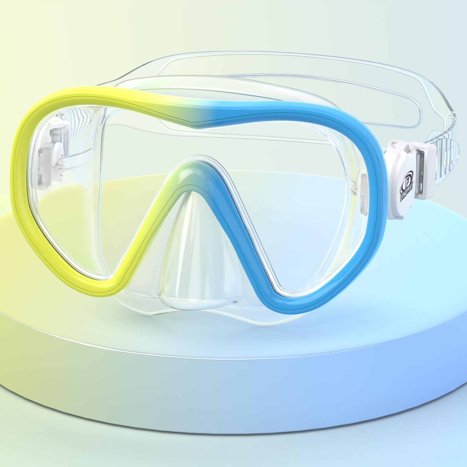 Findway Taucherbrille Kinder,180° HD Panorama Schnorchelmaske Schwimmbrille Kinder mit Nasenabdeckung,Anti Nebel Anti-Leck Taucherbrille für Kinder 4-16 Jahre,Stilvolle Zweifarbige Rahmen