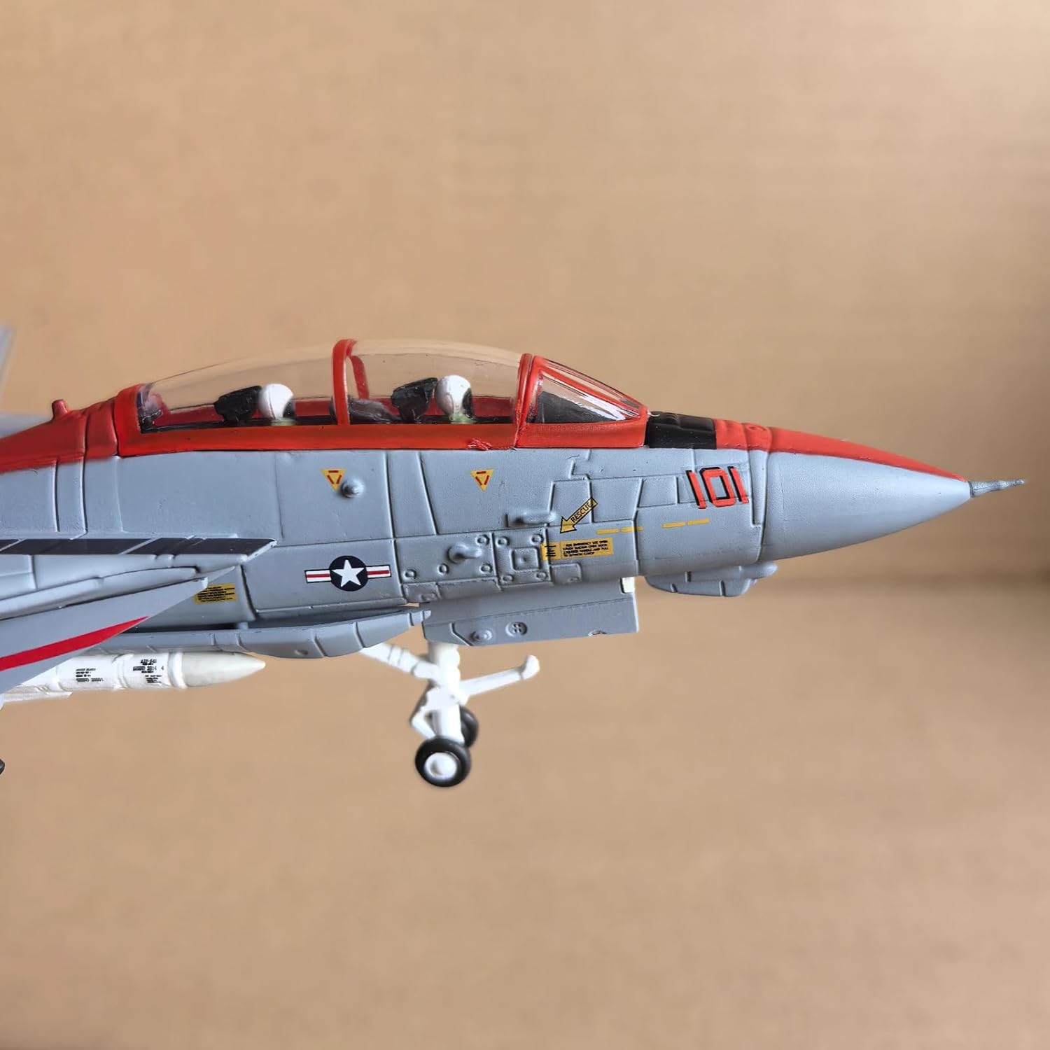 Alloy United States Navy VF-101 Grim Reapers Grumman F-14 Tomcat Fighter Model 1:100 Scale, Alloy Aircraft for Collection Displaying