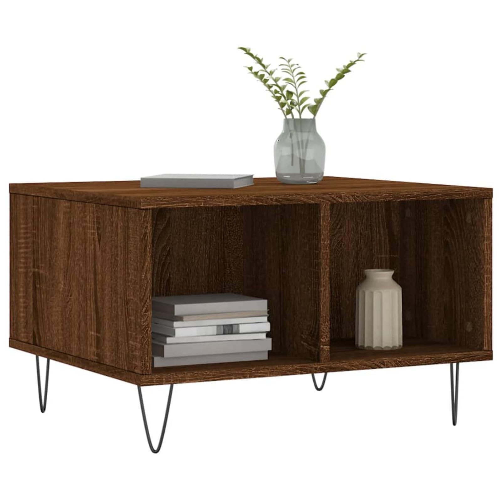 Homgoday Tavolino da caffè in rovere marrone, 60 x 50 x 36,5 cm, in legno ingegnerizzato, tavolino da tè per soggiorno, sala d'accoglienza degli ospiti, camera da letto e ufficio, tipo 1