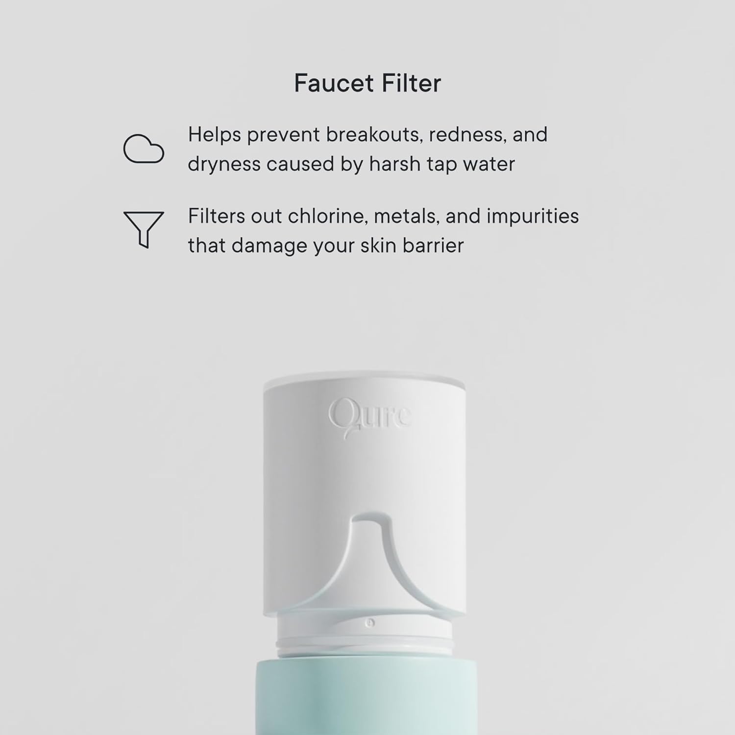 Qure Skincare Faucet Filter Refill - Replacement Cartridge for Faucet, 99% Chlorine Reduce, Clinically Tested - White, 3-Month Supply (1 Piece)