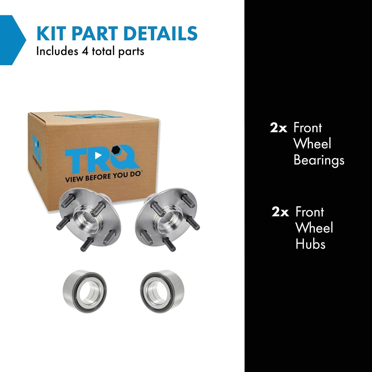 TRQ 2 Piece Front Wheel Bearing & Hub Kit Set Compatible with 2005-2010 Honda Odyssey