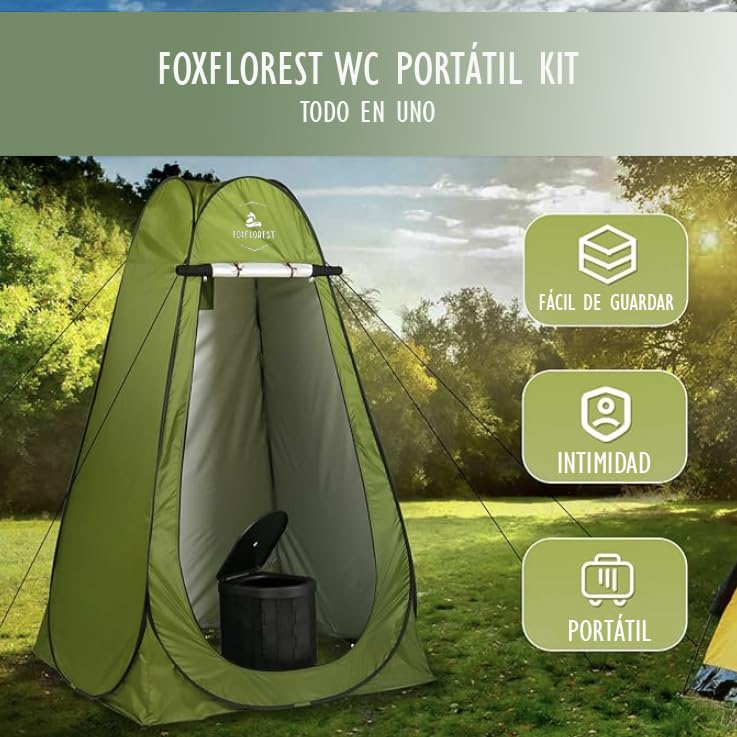WC Portátil Kit para Adultos y niños. Incluye Tienda Ducha Camping/Cambiador, WC Portátil y Gel Aglutinante Super Absorbente para residuos. Ideal para Festivales. - Image 5