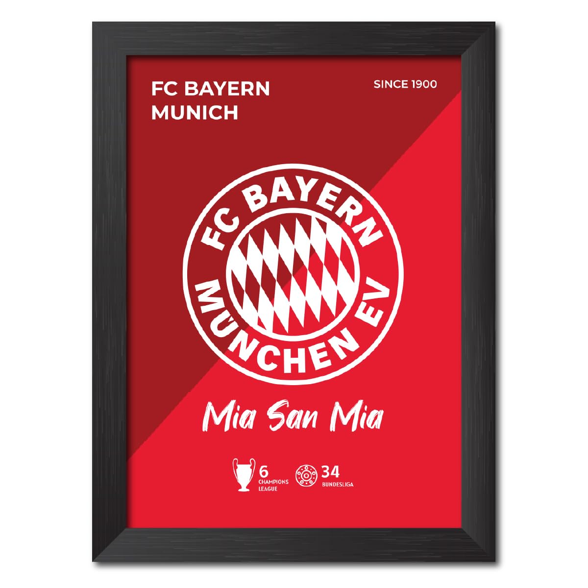 TenorArts Bayern Munich Poster Frame Football Club Logo Laminated Poster Painting with Matt Finish Black Frame (9"x 12")