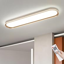 ADISUN Modern LED Ceiling Light Dimmable Linear Ceiling Light 39.4in Semi Flush Mount Long Lights with Remote Control and Side Lighting for Living Room Kitchen Dining Room Gold