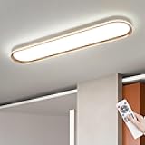 ADISUN Modern LED Ceiling Light Dimmable Linear Ceiling Light 39.4in Semi Flush Mount Long Lights with Remote Control and Side Lighting for Living Room Kitchen Dining Room Gold