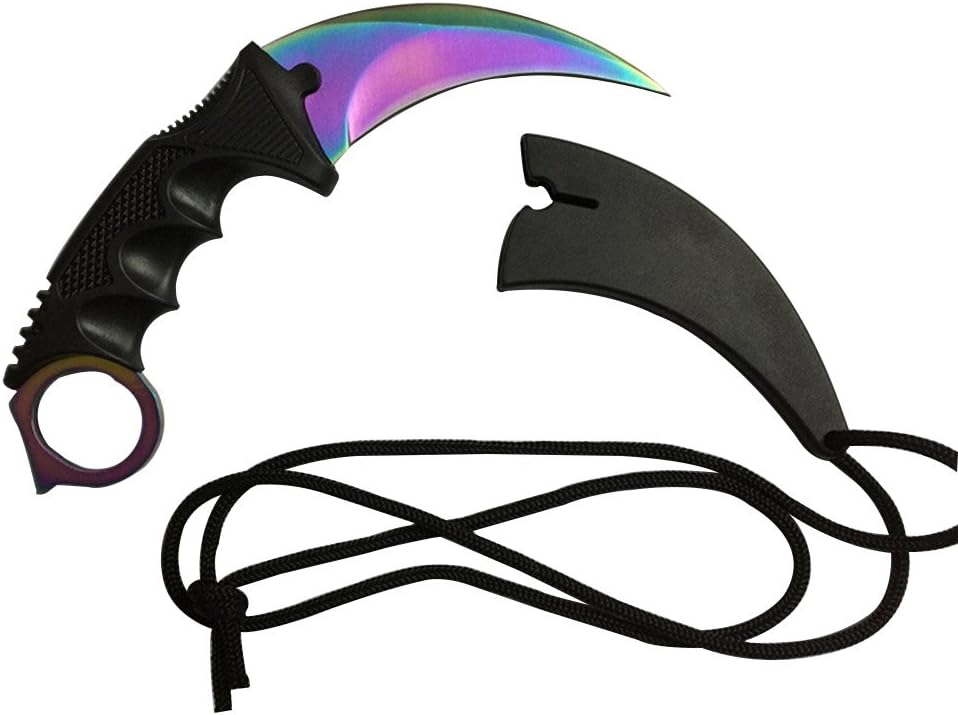 Stainless Steel Camping Hunting Knife Tactical Knife Karambit --Fixed Blade --With Rope (mutil color)