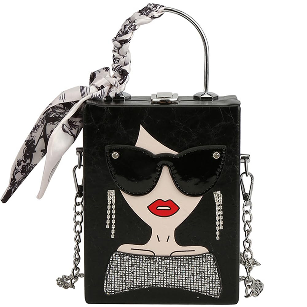 Novelty Unique 3D Lady Face PU Leather Top Handle Satchel Handbags for Women Funky Tote Purse Hobo Crossbody Shoulder bags