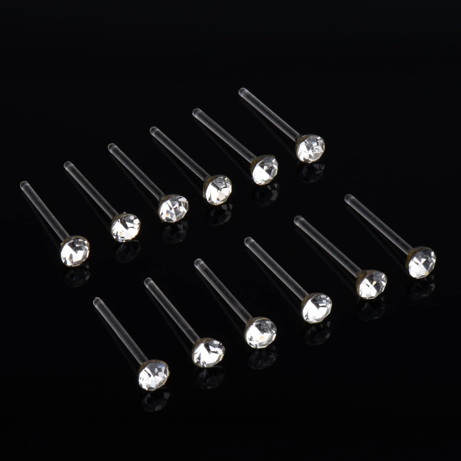 DSOMHZ Plastic Earrings, 80pcs Cubic Zirconia Stud Earrings for Women, Medical Grade Plastic Post, 3mm Stud, Hypoallergenic