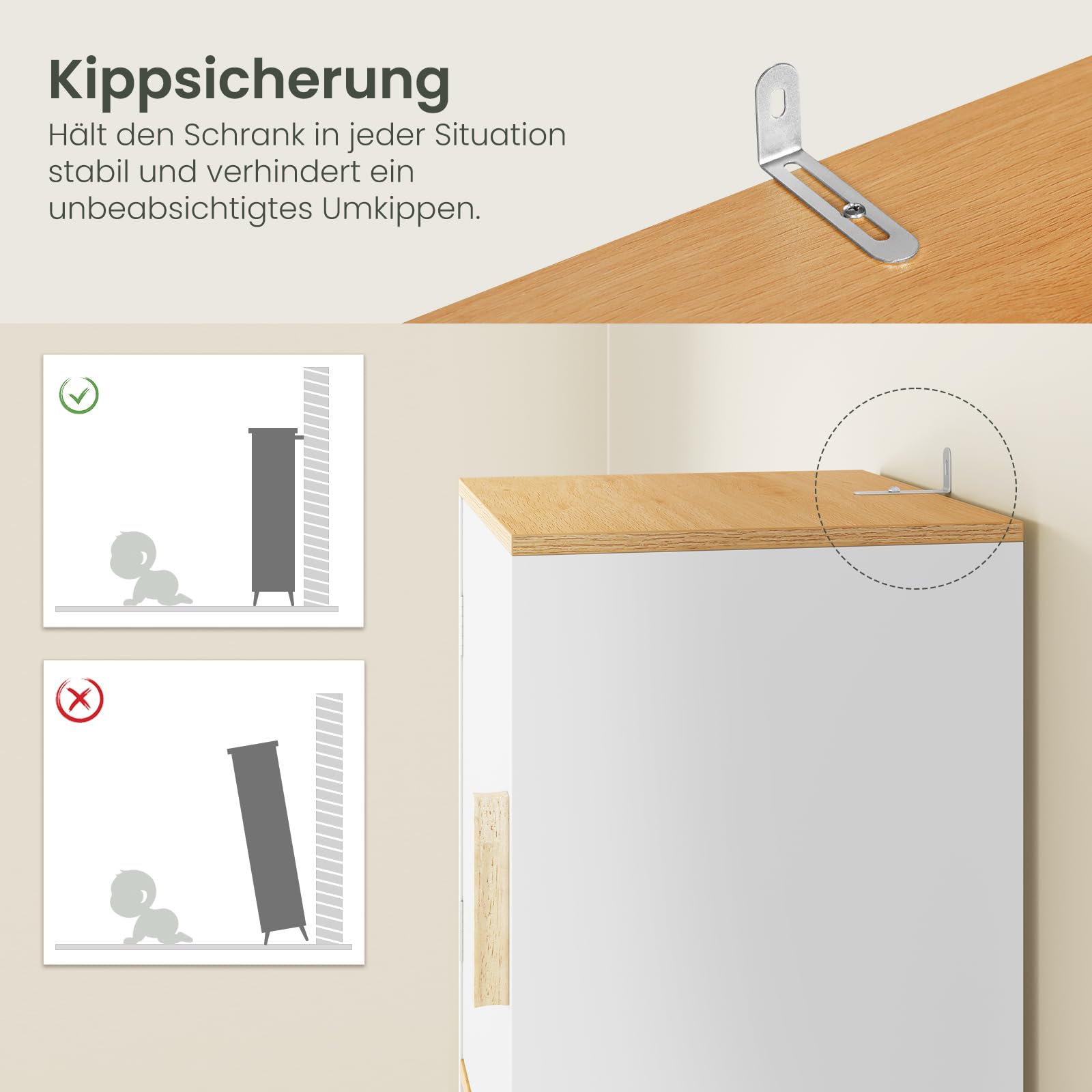 EUGAD Badezimmerschrank,Hochschrank, Badschrank mit 5 Fächern 1 Schublade, weiße Kommode im Badezimmer, Schrank mit verstellbaren Trennwänden, weiß 40x180x30 cm