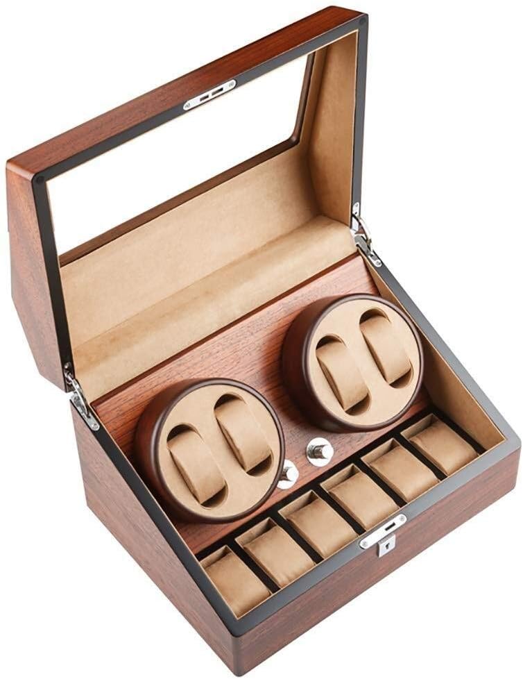 Watch Winder Automatic Automatic Mechanical Watch Winder Box 4 Wrist Watches + 6 Storage Case Automatic Mechanical Watch Storage Box 5 Rotation Modes Watch Winders