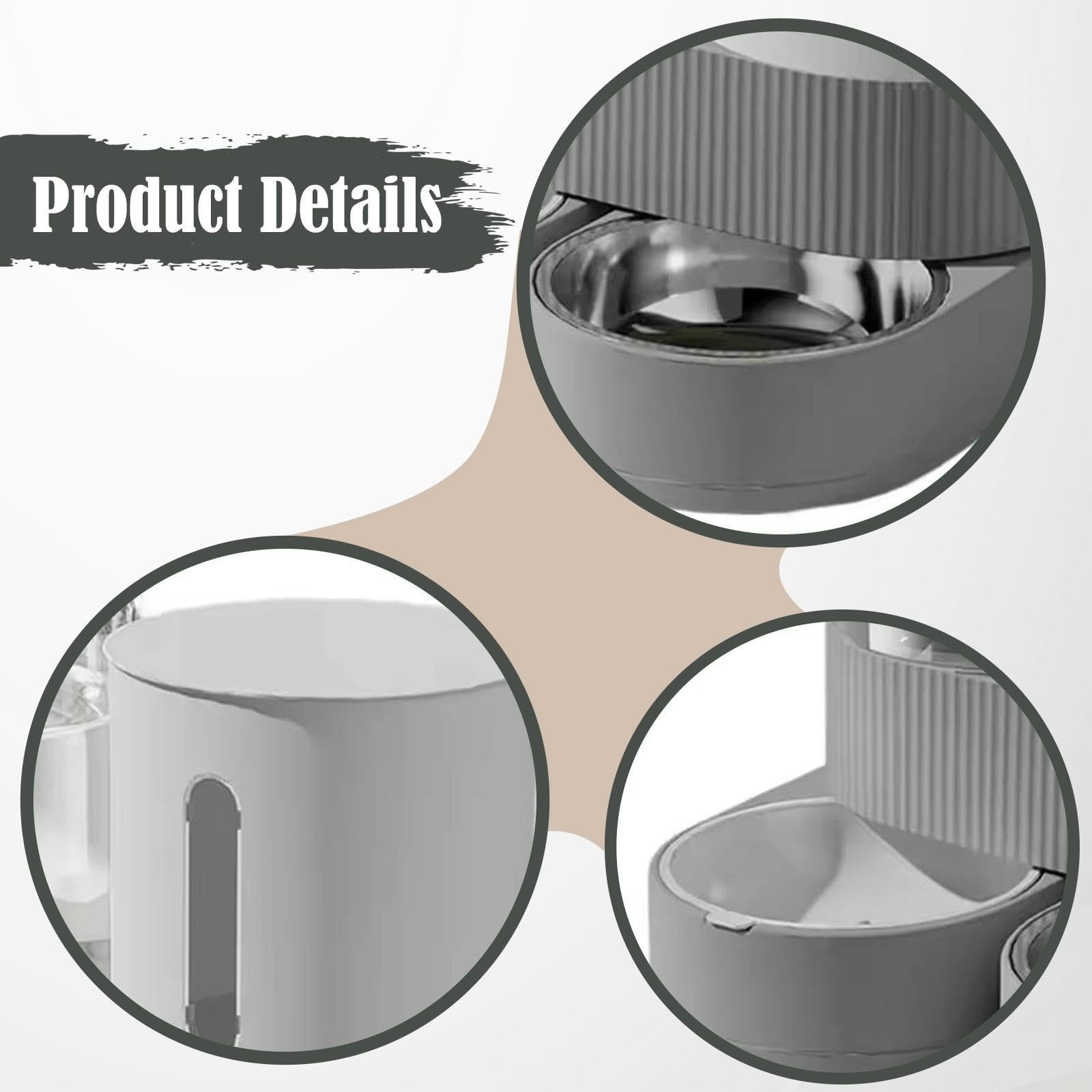 Comedero Automático para Mascotas, Contenedor de Comida, Estación de Alimentación, Gran Capacidad, Cuenco para Comida, Dispensador de Agua para Conejo, Gris