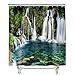 Meiju Wasserdicht Duschvorhang Staubdicht, 3D Landschaftsmalerei Duschvorhänge Waschbar Polyester Stoff Badvorhang mit 12 Duschvorhängeringen für Badewanne Bathroom (Wasserfall B,90x180cm)