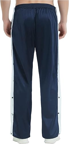 Miniatura 10 de THWEI Pantalones de baloncesto para hombre, estilo casual, con abertura alta, botones a presión