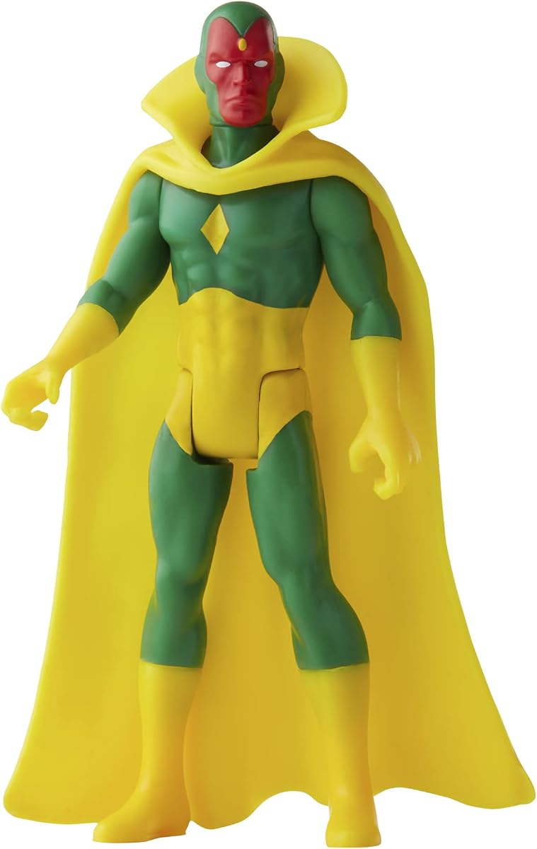 Marvel Hasbro Legends 3.75-inch Retro 375 Collection Vision Action Figure Toy, Yellow | Marvel Legends Retro 3.75 Inch Action Figure Wave 3 - Vision