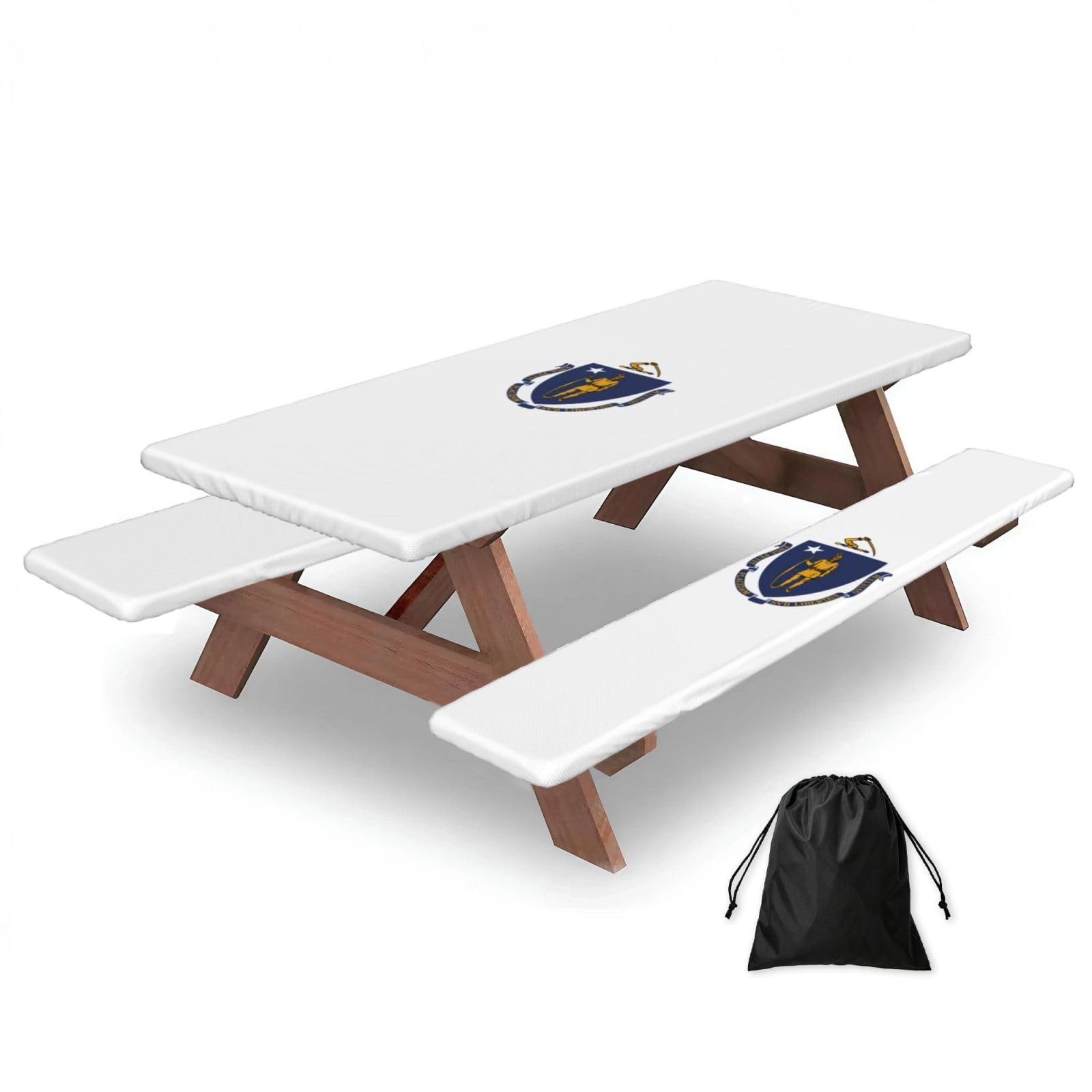 AYYQWE Massachusetts State Flag Print Picnic Table Bench Cover Outdoor Garden Party Decor Daily Accessory Gift