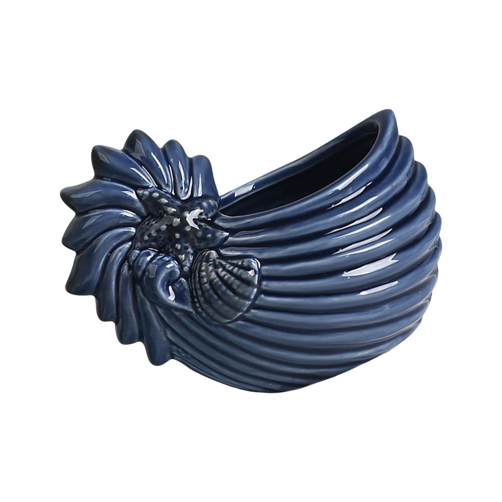 Hsioluted Ceramic Conch Shape Holder for Home Decors Marine Theme Succulents Pots Miniature Planter Decorative Vessel Ceramic Vessel Conch Design Decorative Holder