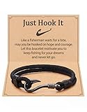Fishing Gifts for Men Bracelet Gifts for Him Husband Dad Son Valentines Father' Day Black Bracelet for Men