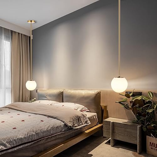 Miniatura 6 de BOKT Moderno colgante grande de globo dorado contemporáneo clásico blanco redondo 7.9 pulgadas pantalla de cristal accesorios de iluminación isla de