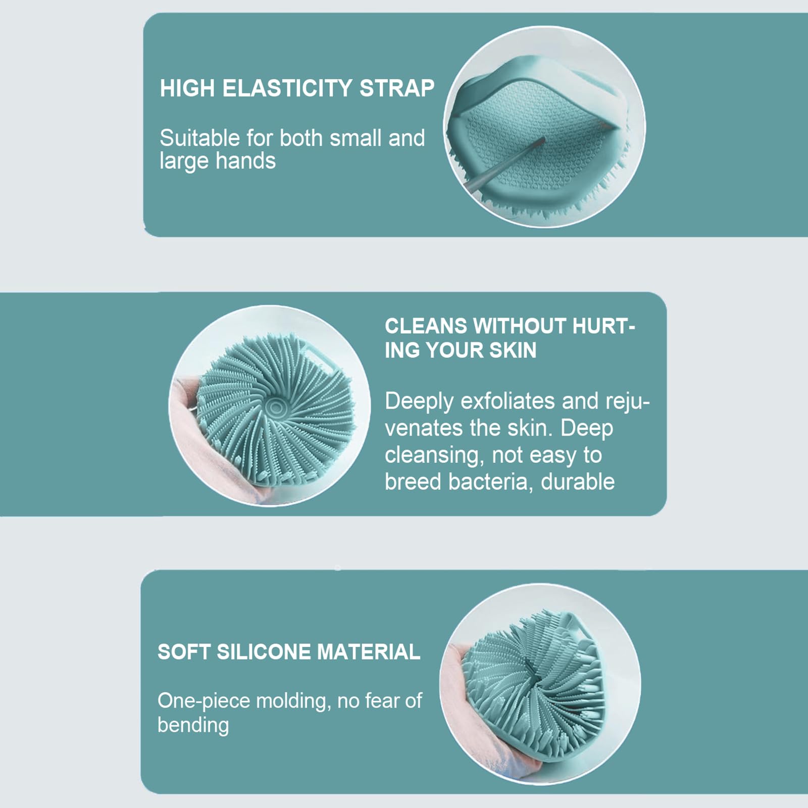 Silicone Body Scrubber Shower Brush Super-Exfoliating Body Brush with Non-Slip Strap - Image 4