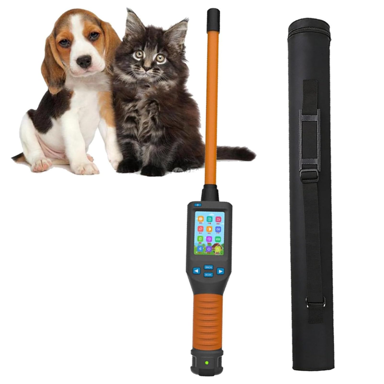 Oiyekntd Animal Ear Tag Scanner with LCD Display, 134.2 KHz Handheld Pet Microchip Scanner Reader for Dog/Cat/Pig/Animal, Storage Up to 20000 Datas, Read Time > 100ms, Support FDX-B/HDX/EMID Tags