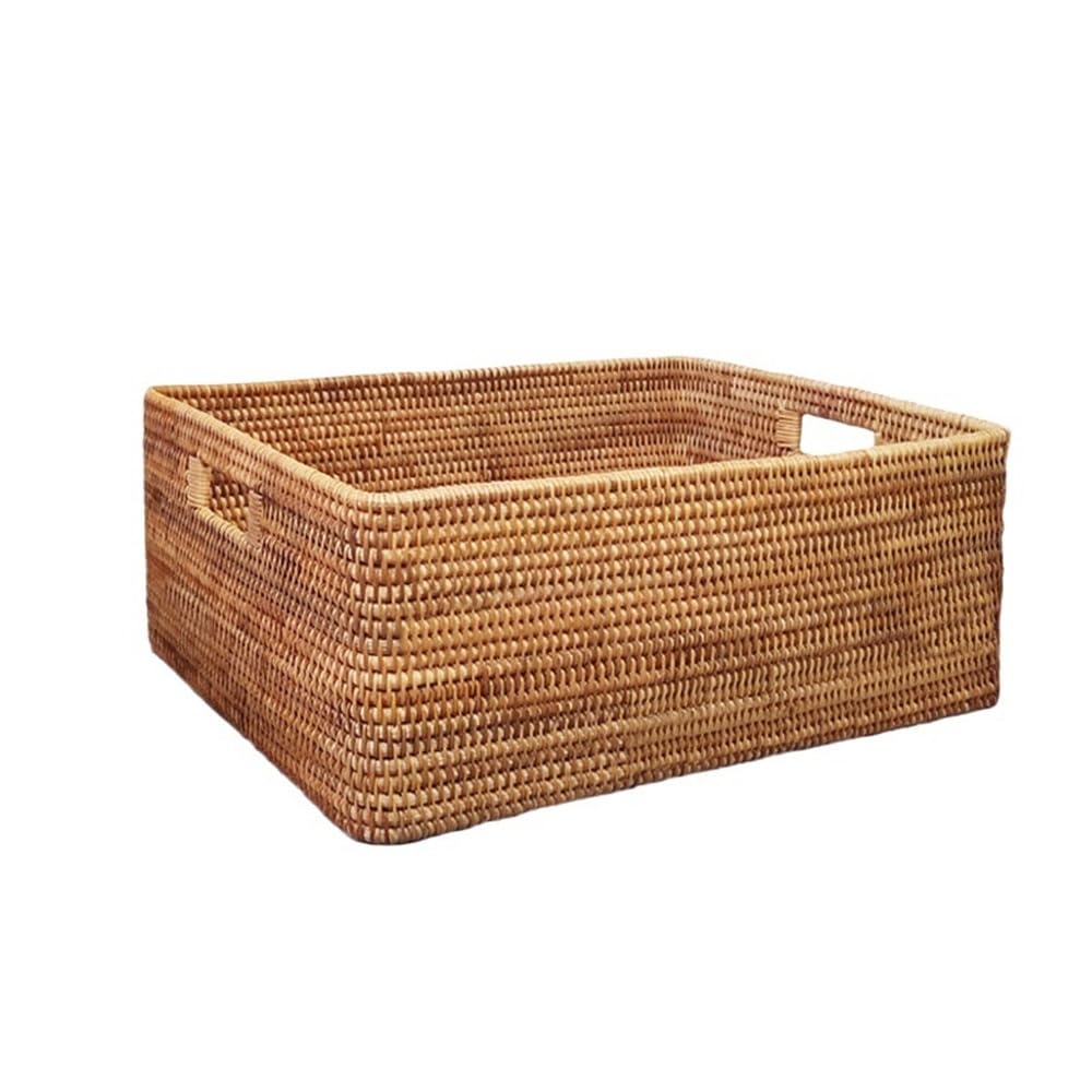 Kosze HHF, 1 sztuka, ręcznie tkany kosz do przechowywania z rattanu, do salonu/sypialni, na książki/kołdry/ubrania, pojemnik na ubrania, XL 43x34x19 cm, XL 43x34x19 cm,Xxl 43x34x19cm