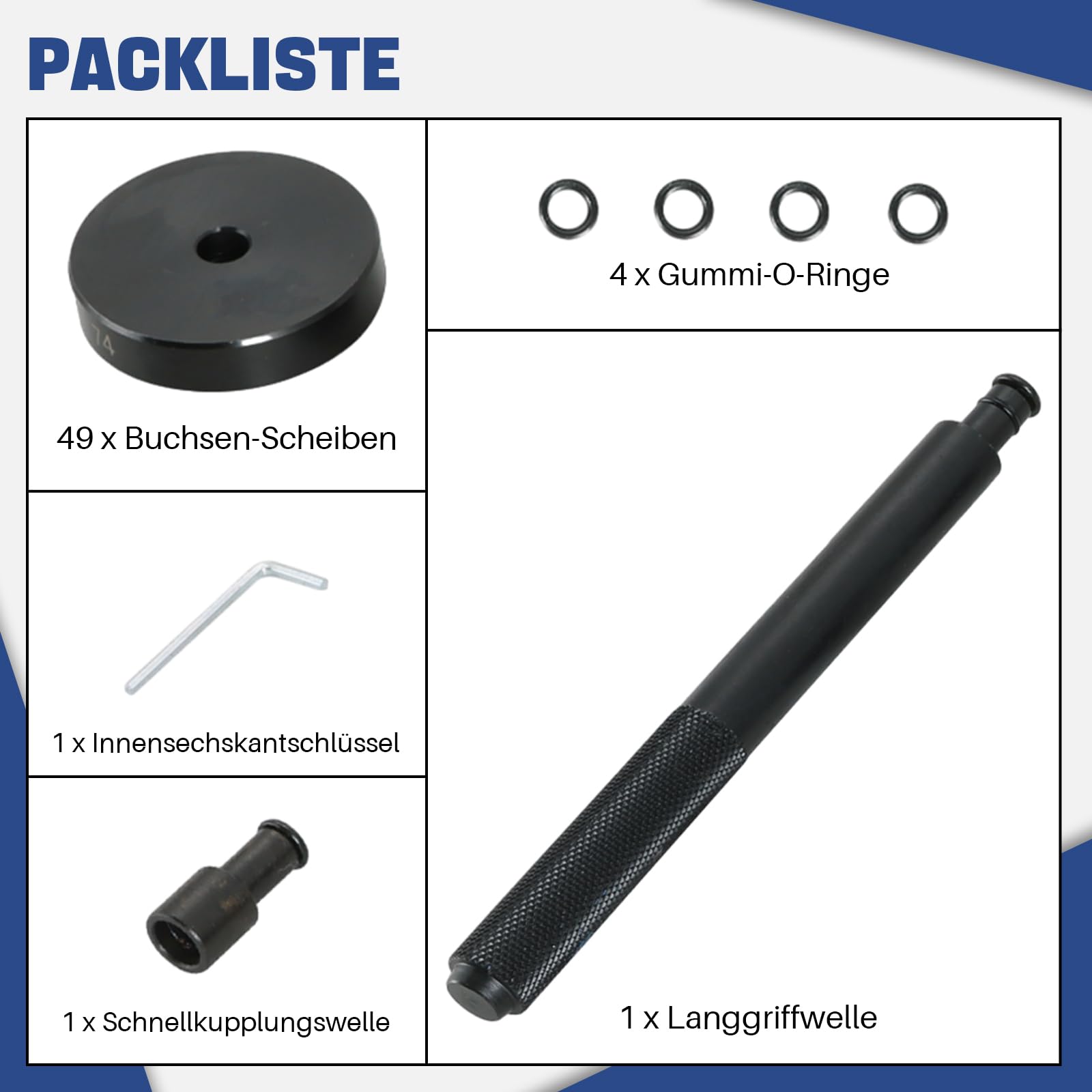 DASBET 52 TLG Radlager Werkzeug Satz 18–65 mm, Lagerpresse Druckstück Treibsatz mit Montagescheiben für Radlager, Buchsen, Simmerring, Lagerschalen & Gummilager Kfz Montage Demontage