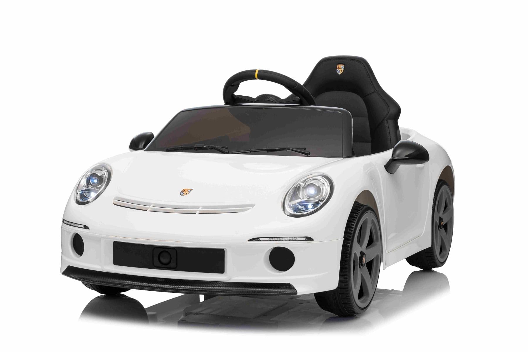 Elektryczna maszyna RUF GT 12 V, biała, otwierane drzwi, pilot 2,4 GHz, przednie i tylne światła LED, wejście USB/Aux, akumulator litowy, 2 silniki 35 W, oryginalna licencja