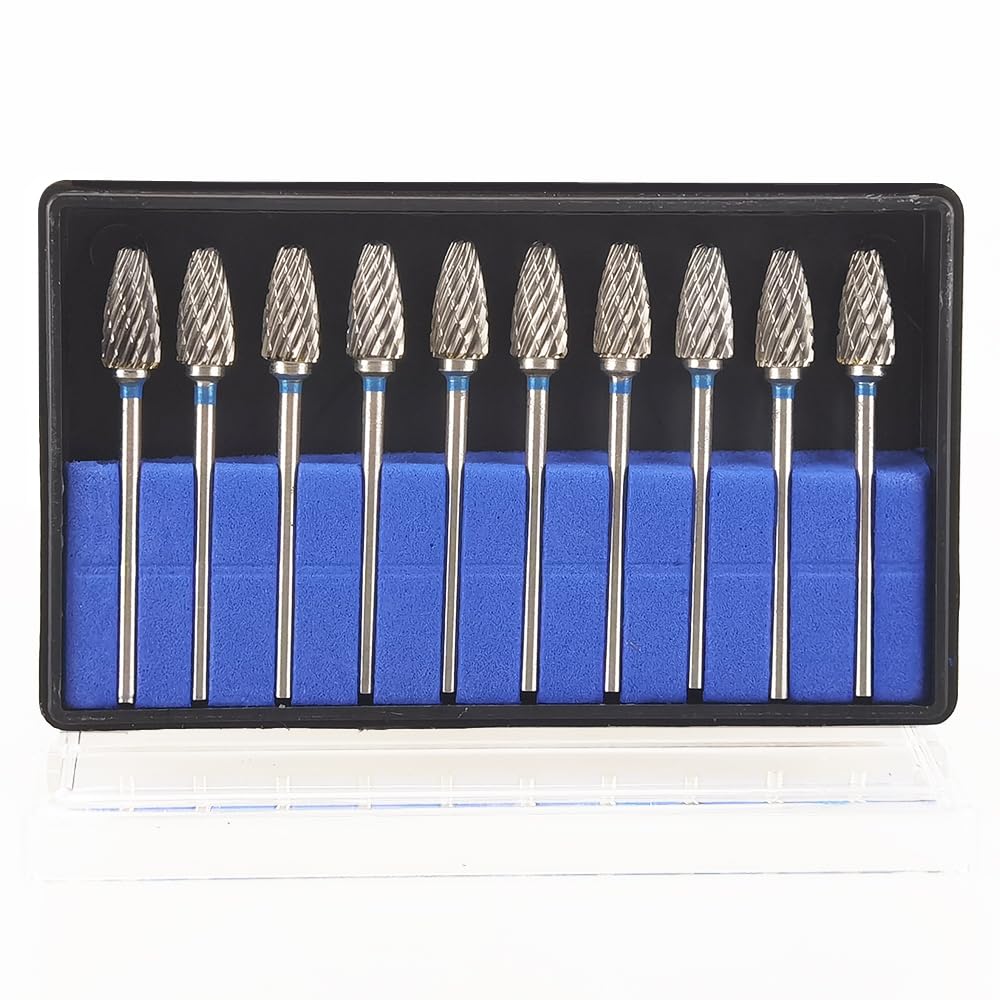 10pcs Cutting Burs Drill Polisher Cutter Tungsten Carbide, 2.35mm HP Shaft Shank Plaster Alloy Acrylic Polishing Cleaning Grinding — Amazon image 2