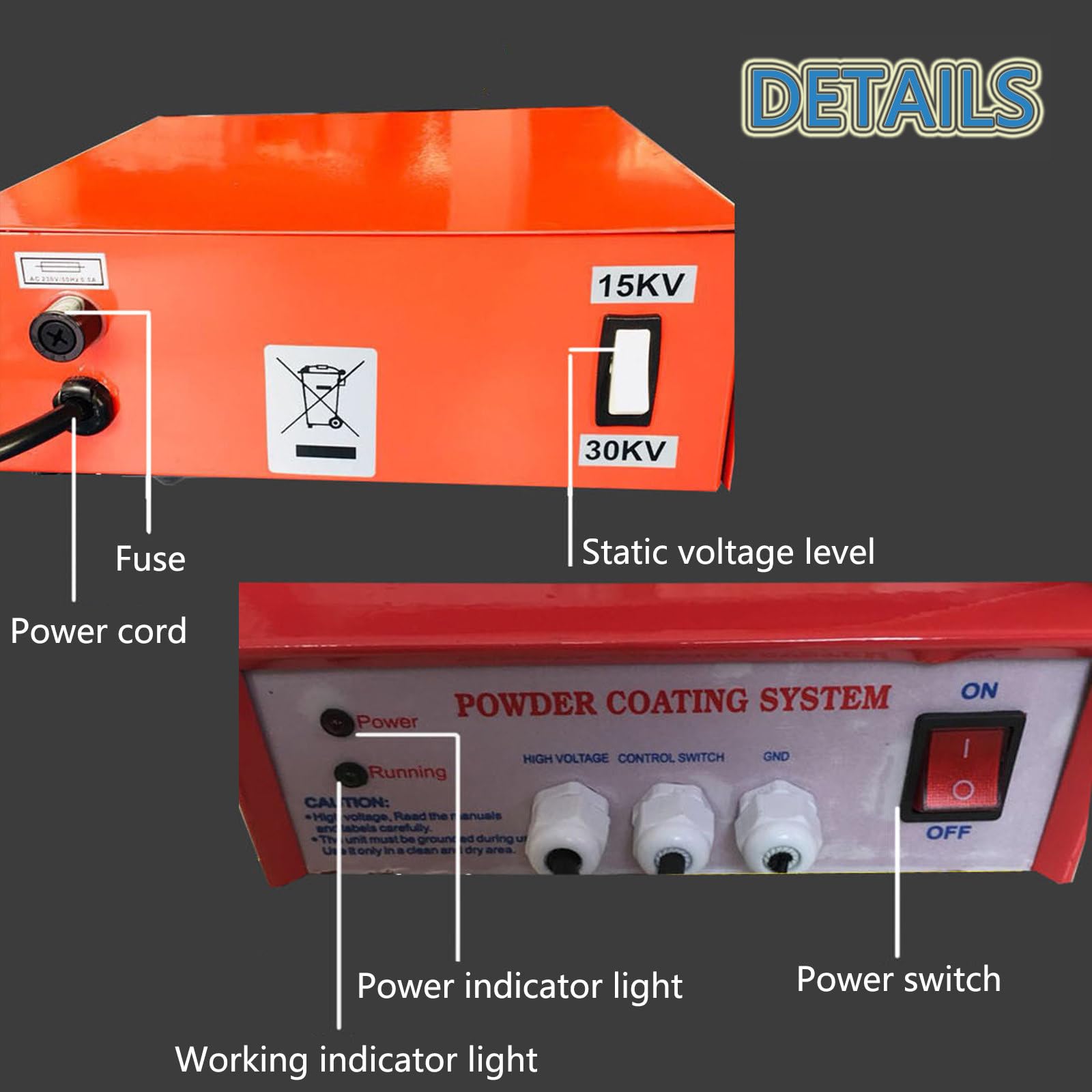 Czerwone systemy elektrostatycznego malowania proszkowego 2-stopniowe (15/30 kV), pistolet natryskowy elektrostatyczny z przełącznikiem nożnym, zestaw do malowania proszkowego, do domu