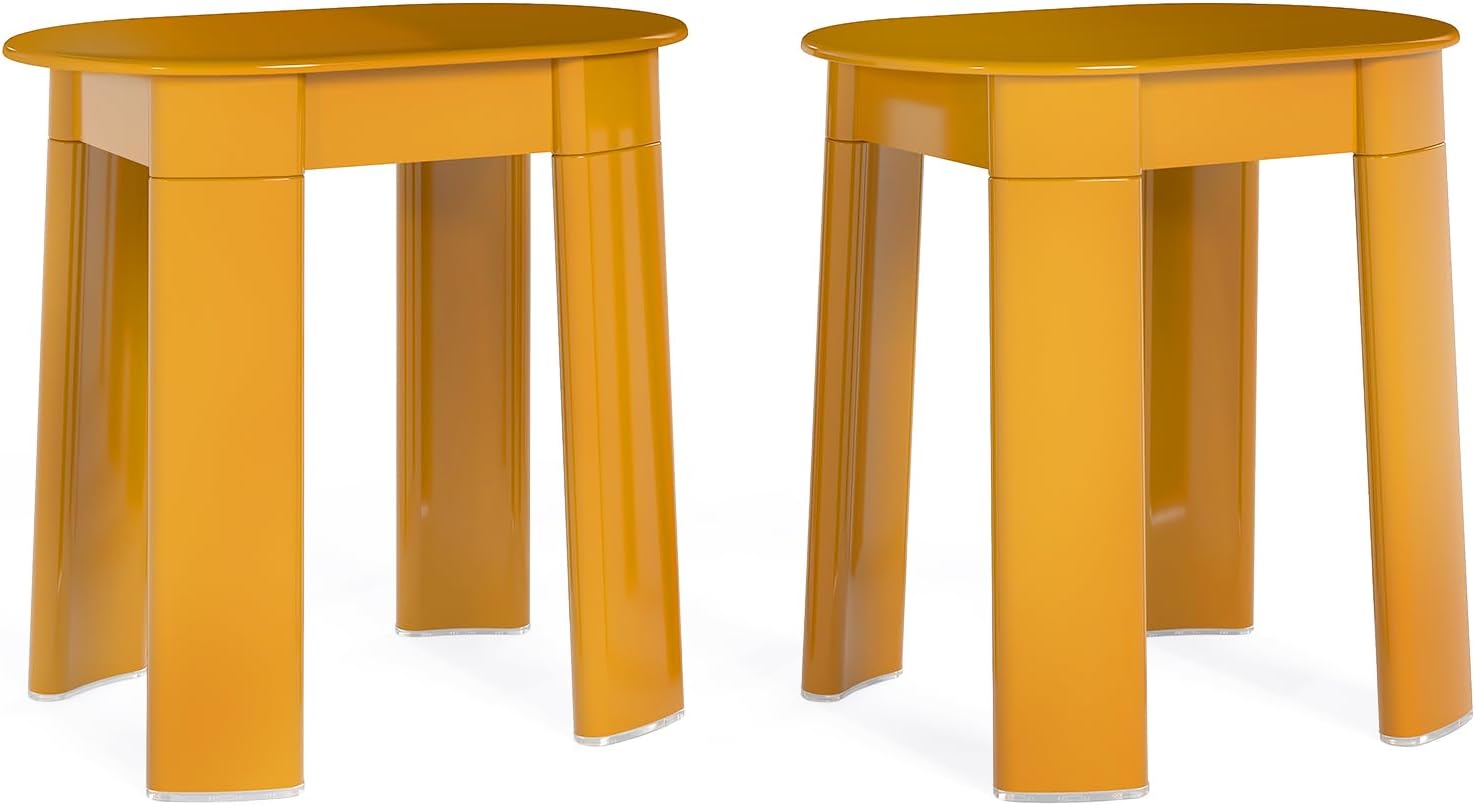 End Table Set of 2, Multifunctional Colorful Plastic End Table for Small Space, Easy to Move and Carry Yellow
