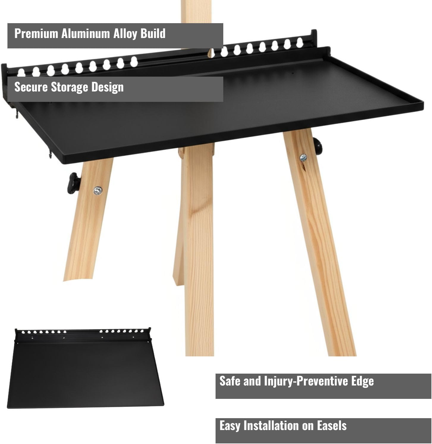 Aluminum Tray for Artists - Painting Tray with Reinforced Structure and Protective