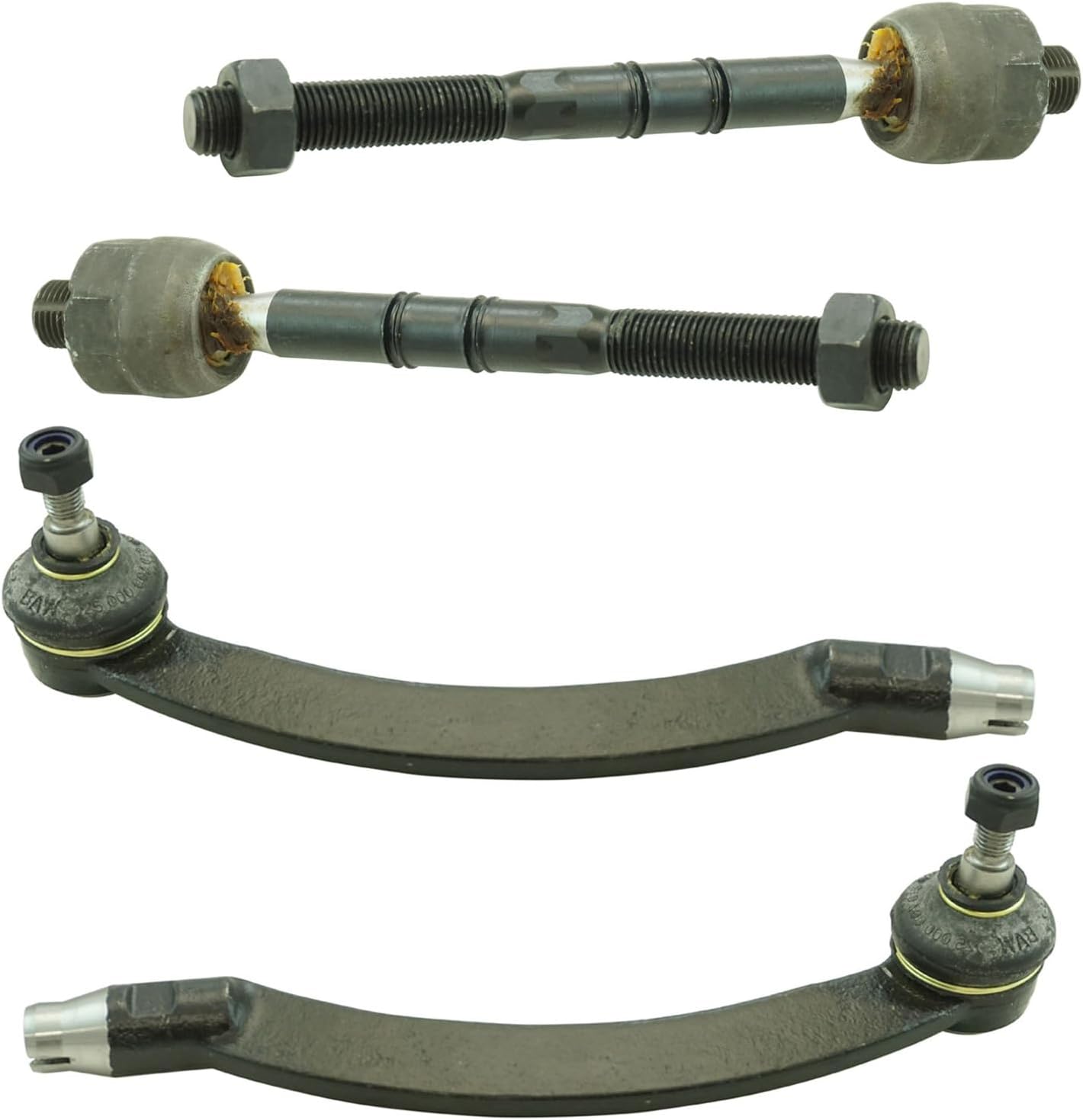 Inner and Outer Driver and Passenger Side Tie Rod Set 4 Piece Compatible with 2004-2006 Mini Cooper; 2007-2008 Mini Cooper Convertible; 2003 Mini Cooper From 4-01-03 Production Date