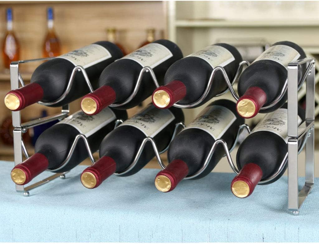 Stackable Wine Rack Countertop Wine Holder - Classic Style Storage Shelf for Bar Wine Cellar Basement Cabinet Pantry- Metal (Silver)