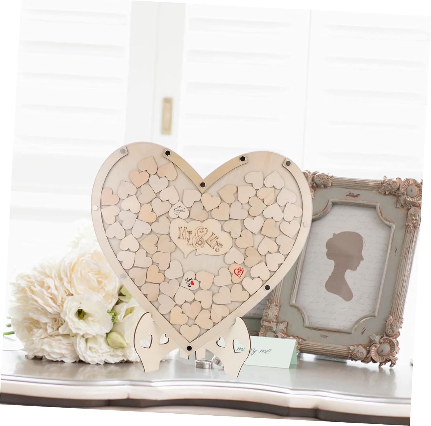 1set Heart-Shaped Wedding Guest Book Alternative Unique Signing Decor for Weddings Showers and Celebrations Complete Signs for Guests to Leave Messages