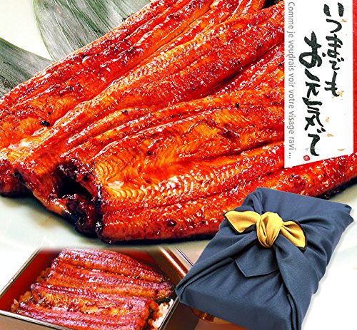 国産 鰻(うなぎ)の特大長蒲焼き3本セット 風呂敷包み (6.敬老の日用)