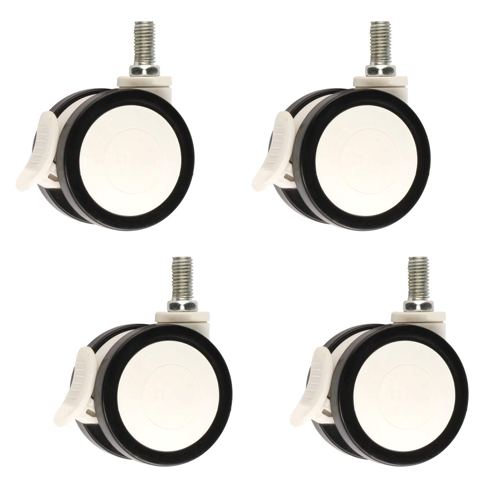 GBRJUYF High-Performance - 4-Pack 62mm Trolley Wheels Double Swivel Cs Polyurethane Replacement Parts for Beauty Devices with Brake