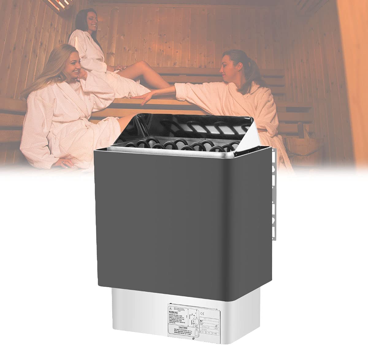 Stufa a Vapore per Sauna, riscaldatore Elettrico per Sauna in Acciaio Inossidabile, riscaldatori per Sauna Commerciali con Design a Parete, per saune domestiche, palestre (6KW)