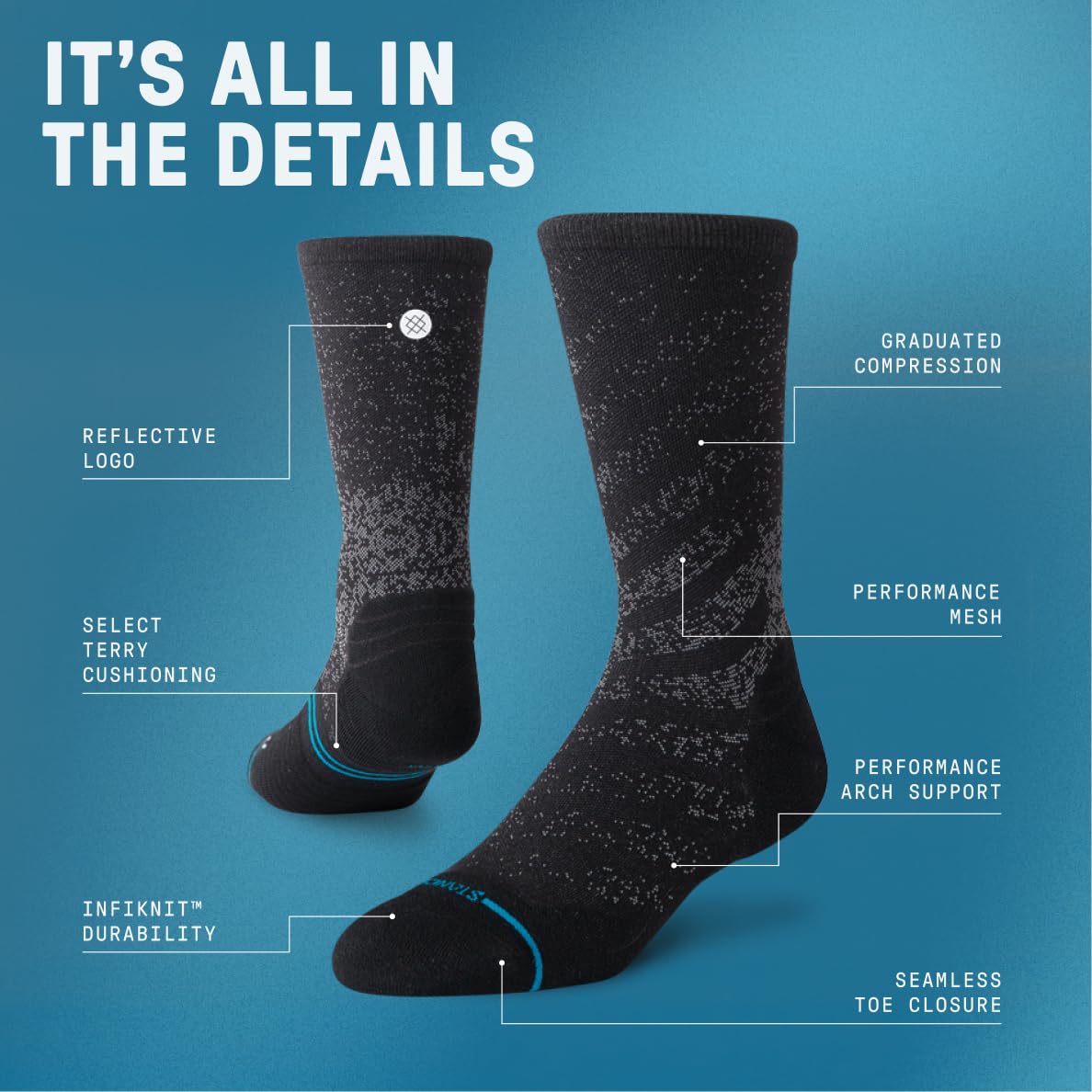 Stance Crew Socks - RUN LT 3 PACK, Multi, Medium, wiele, M