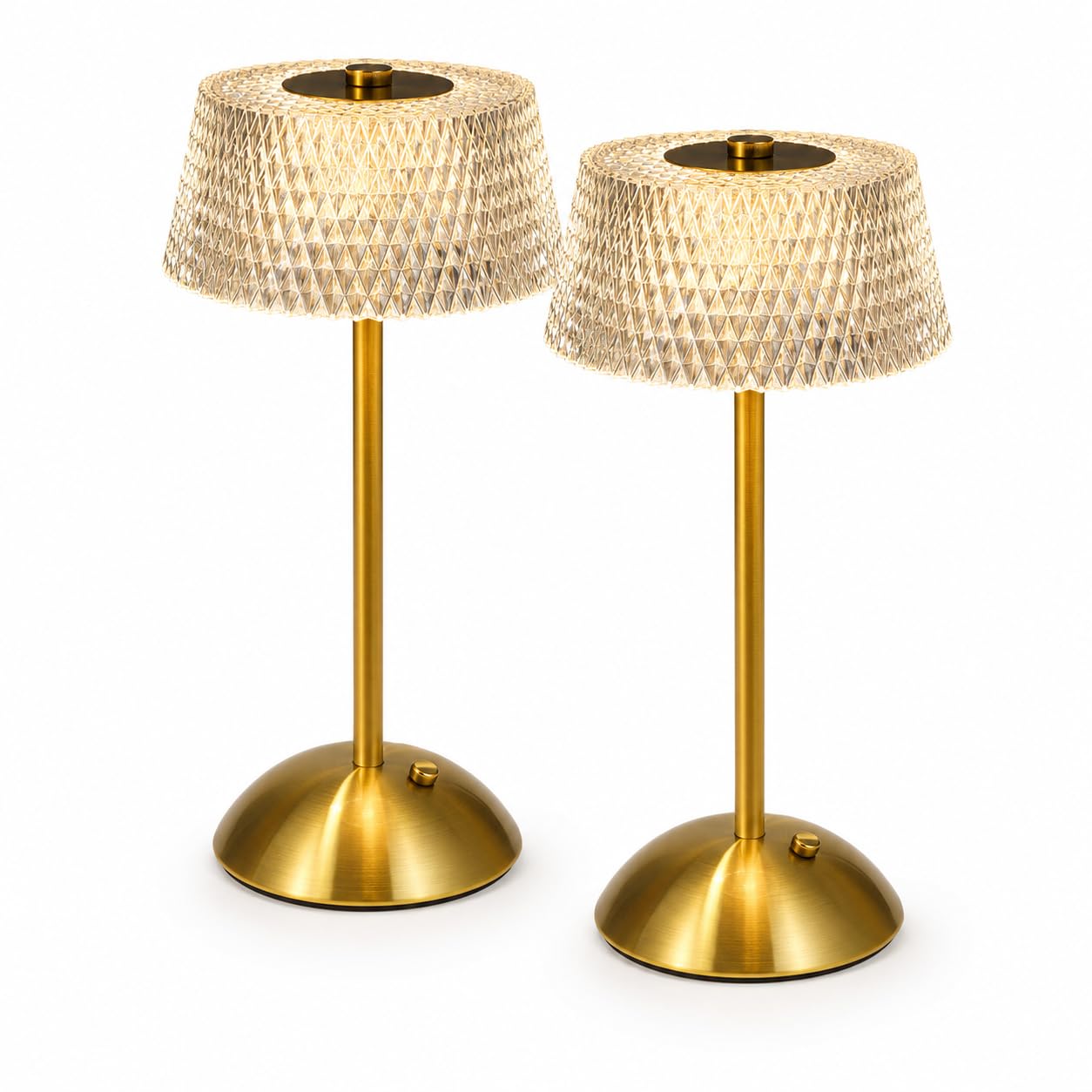 Starhot Rechargeable Table Lamp, Cordless Touch Lamp,20 LEDs, 3 Colour temperatures, Touch dimming and USB-C Charging; Acrylic Shade for Bedside, Dining or Restaurant Tables (2, Luxury Gold)