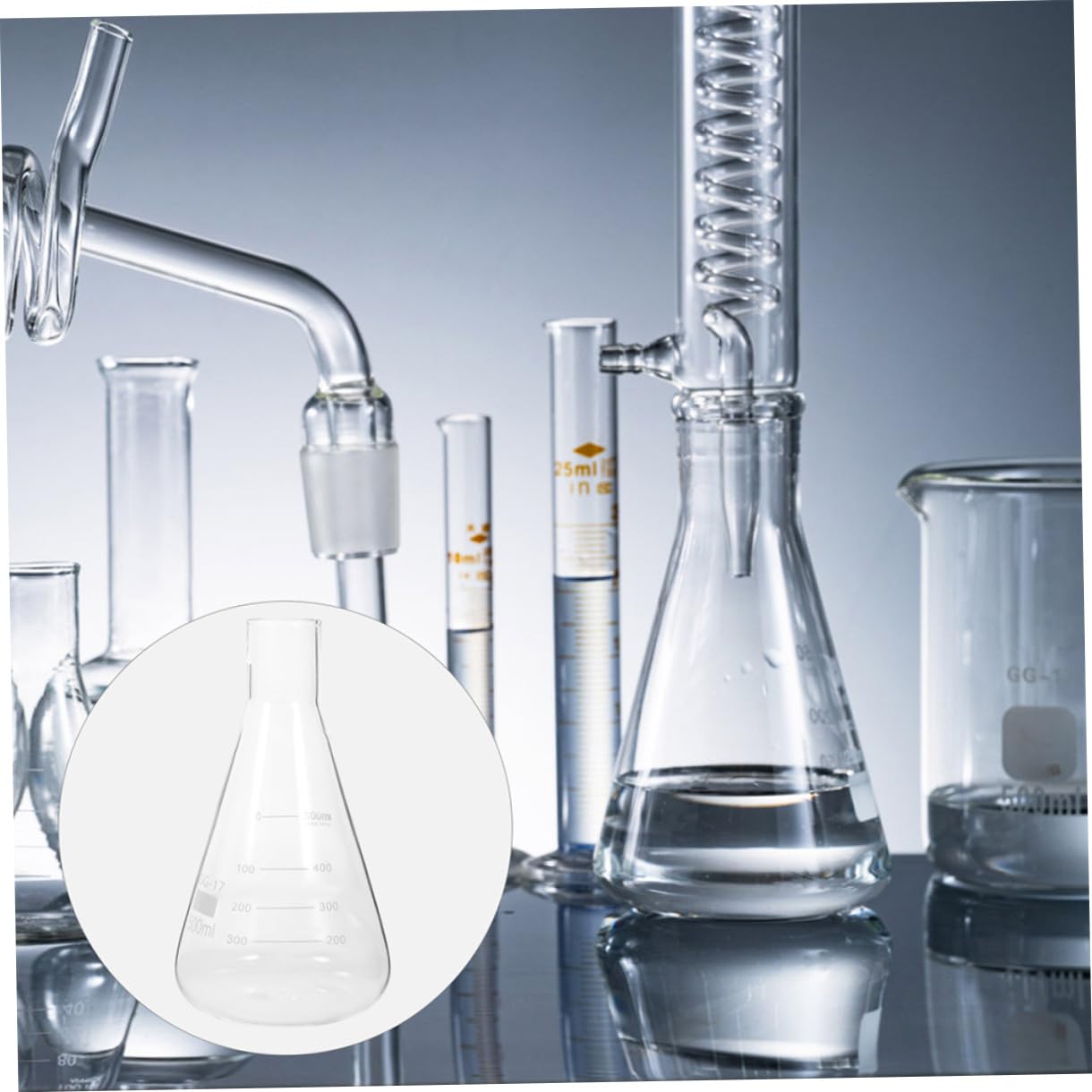 Matraccio Erlenmeyer in Vetro per Laboratorio, 4 Pezzi, Forma Conica, Adatto a Scuola e Esperimenti di Chimica, Uso Pratico e Sicuro nel Riscaldamento