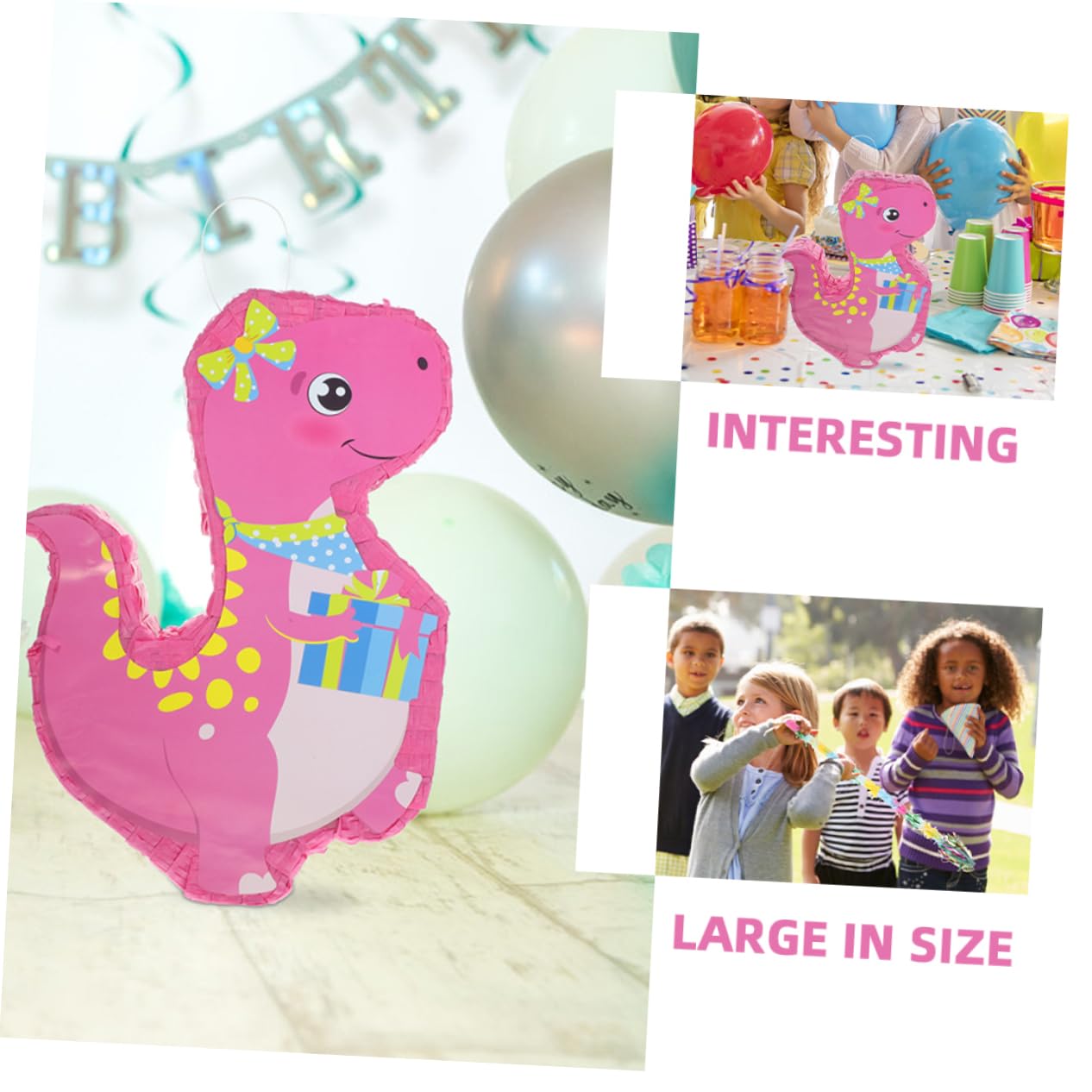 Cabilock Juguetes de Piñata Piñata de Dinosaurio de Papel Colgante para Cumpleaños con Varilla de Borla para Fiesta