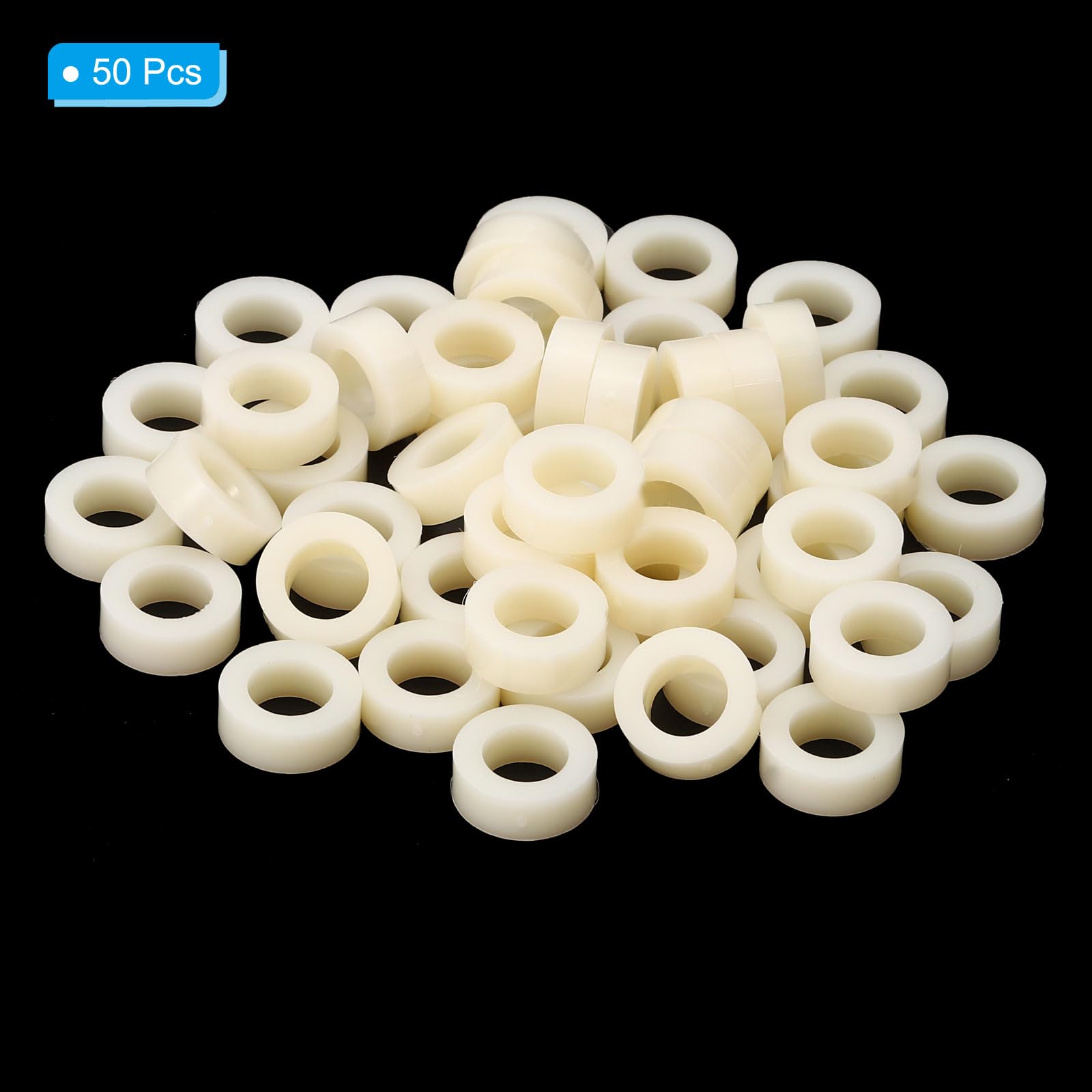 PATIKIL M8 Round Spacer Washer Set, 100 Pcs 8.2mm ID, 14mm OD, 5mm Length Plastic Standoff for M8 Screws - Image 3