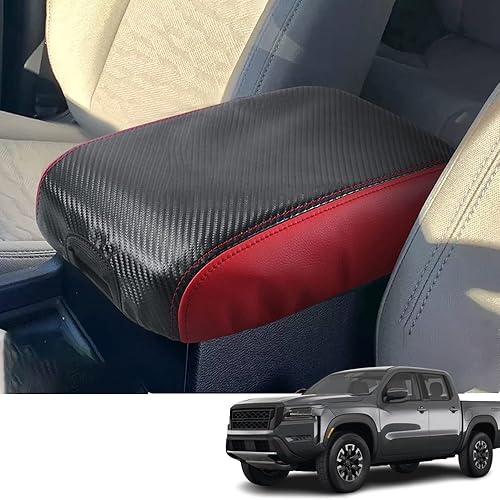 Accesorios interiores personalizados para Nissan Frontier 2022 2023 Funda de cuero para reposabrazos central, cojín protector de reposabrazos Fibra