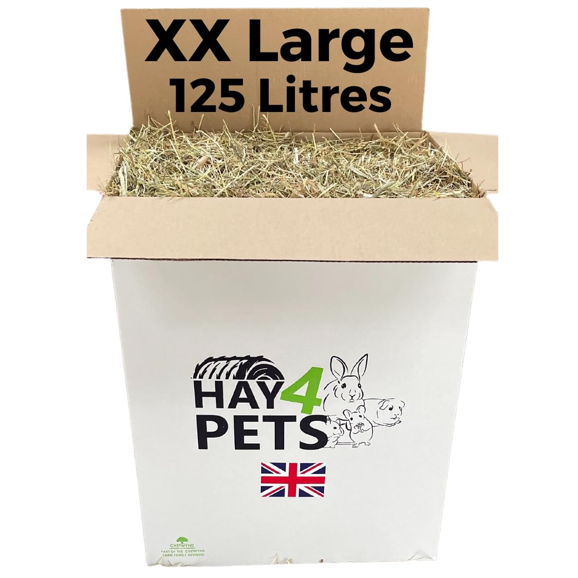 Hay4Pets Meadow Hay - 125LT. Fresh, Green Feeding Hay For Rabbit, Guinea Pig, Hamster & Small Animals. High Fibre, Natural Food For Pets. Dried Grass Animal Feed