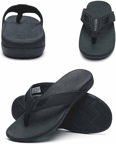Miniatura 4 de MEGNYA Sandalias ortopédicas para hombre para fascitis plantar, sandalias atléticas con soporte para el arco, cómodas pantuflas para caminar para