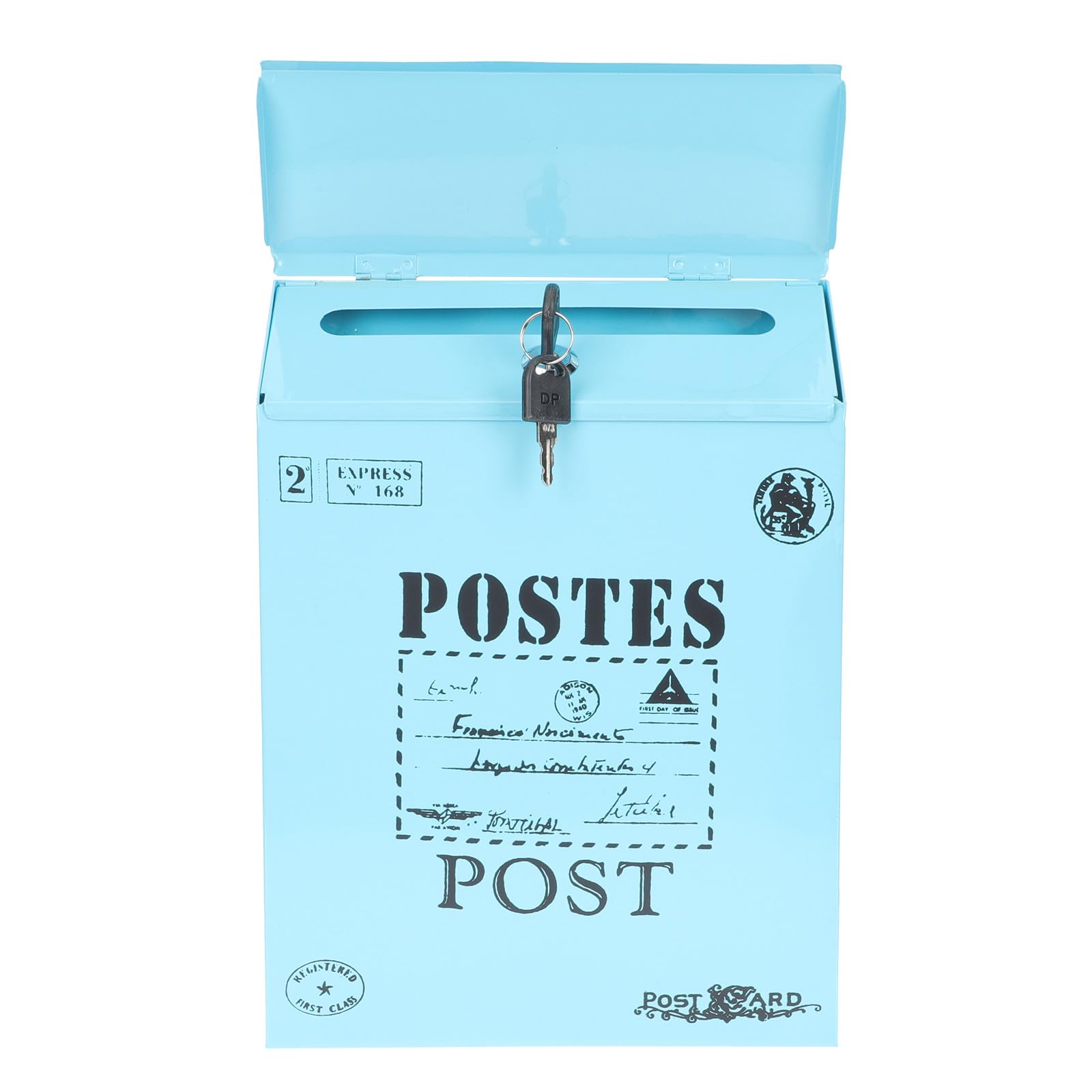 Boîte aux lettres style rétro en fer bleu forgé de haute qualité