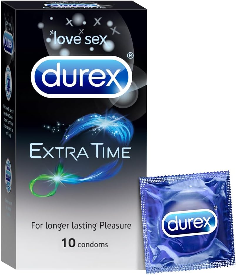Extra Time Condoms for Men - 10 Count | Performa Lubricant for Long Lasting Climax Delay | Suitable for use with lubes & toys