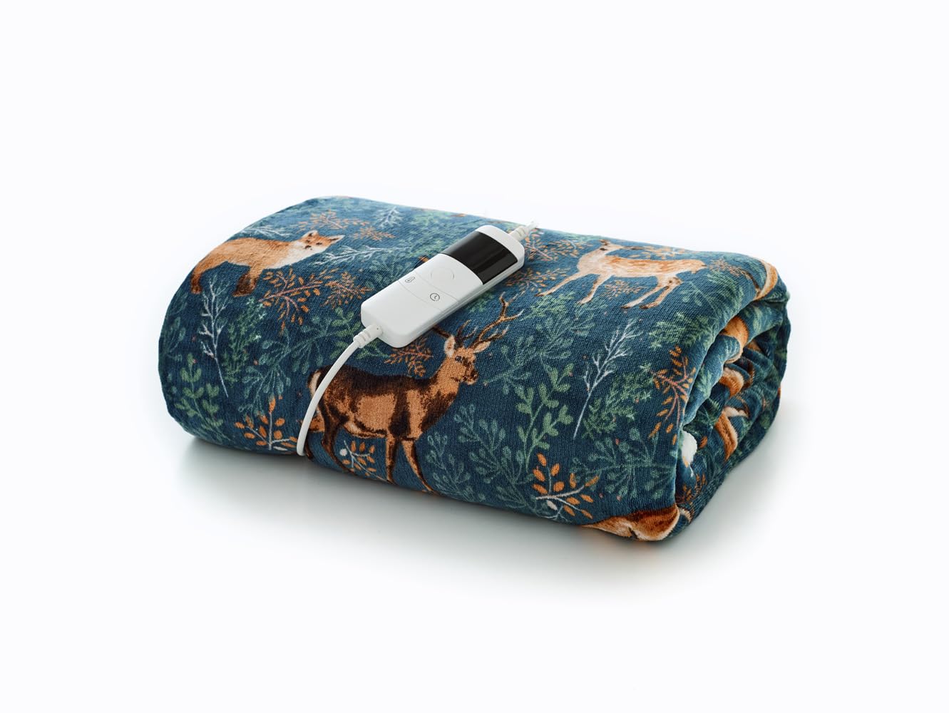 Deyongs Teal Fox & Deer Heated Sherpa Throw – 140X180cm, 10 Temperature Settings, Electric Blanket With Sherpa | 1846 In | Size: 140Cm X 180Cm