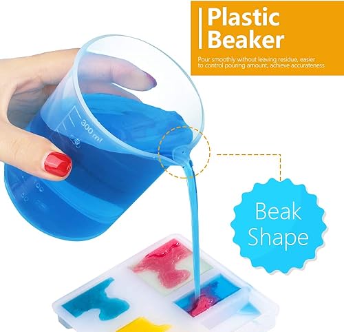 Miniatura 3 de LEOBRO 8 tazas de mezcla de resina, vasos medidores de plástico de 10.08 onzas líquidas para resina, tazas de mezcla de pintura, vasos de plástico,